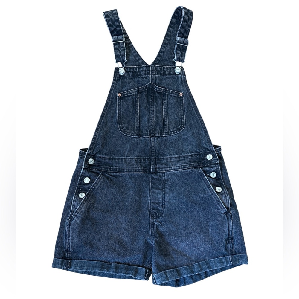 Old Navy denim shorts overalls black S all cotton